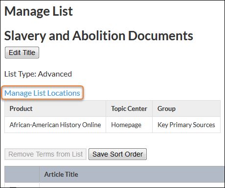 manage list locations