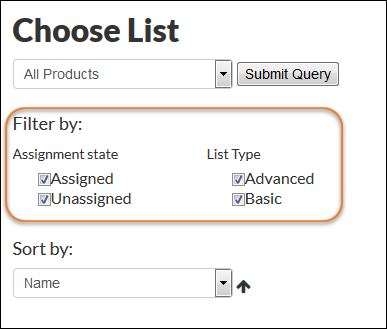 assignment state and list type filters
