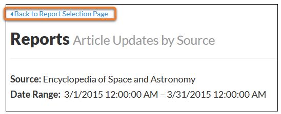 back to report selection page