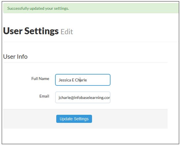 successfully updated your settings